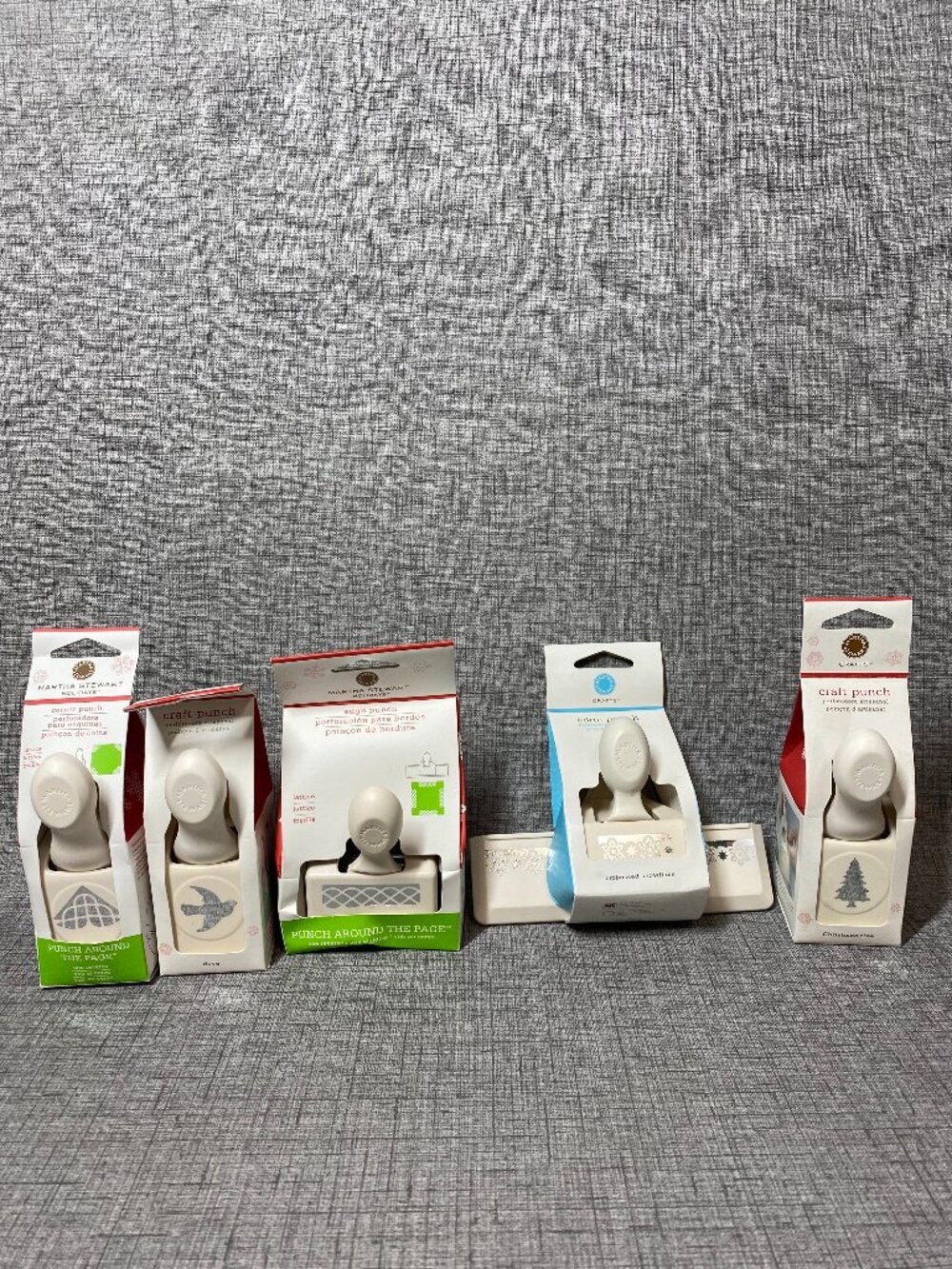 NEW Martha Stewart Craft Punch Christmas Themed 5pc Lot Tree Dove Lattice NOS
